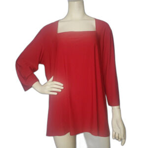 ANTTHONY Red Long Sleeve Blouse Womens Plus Size 1X